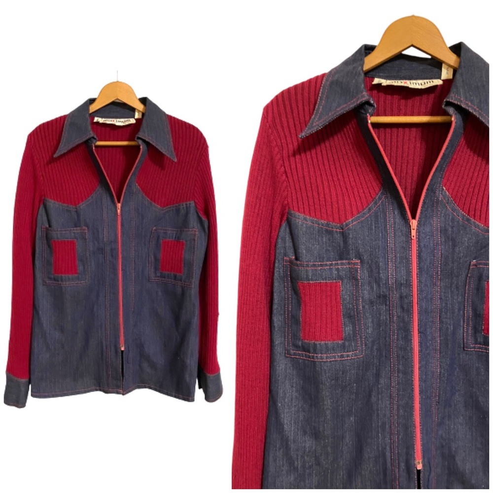 Vintage 1970s Maximum Denim Sweater Zip Jacket